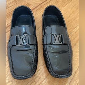Louis Vuitton men’s loafers patent black leather.